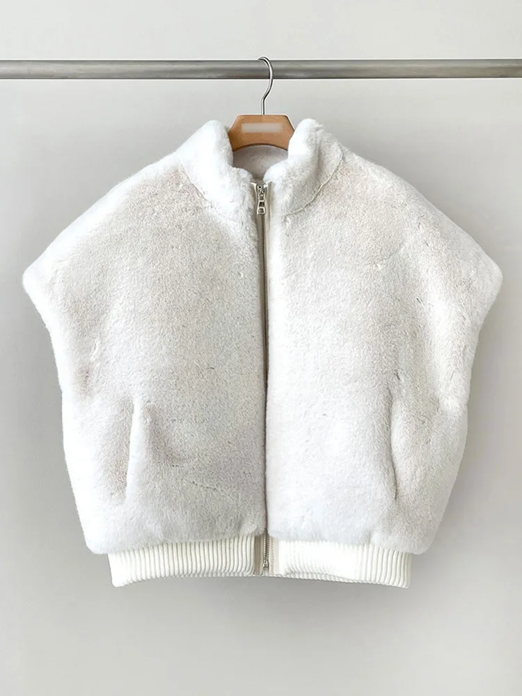 Gilet sans manches en fausse fourrure pour femmes, avec fermeture éclair, vêtements d'extérieur courts et légers pour superpositions d'automne et d'hiver, 2026