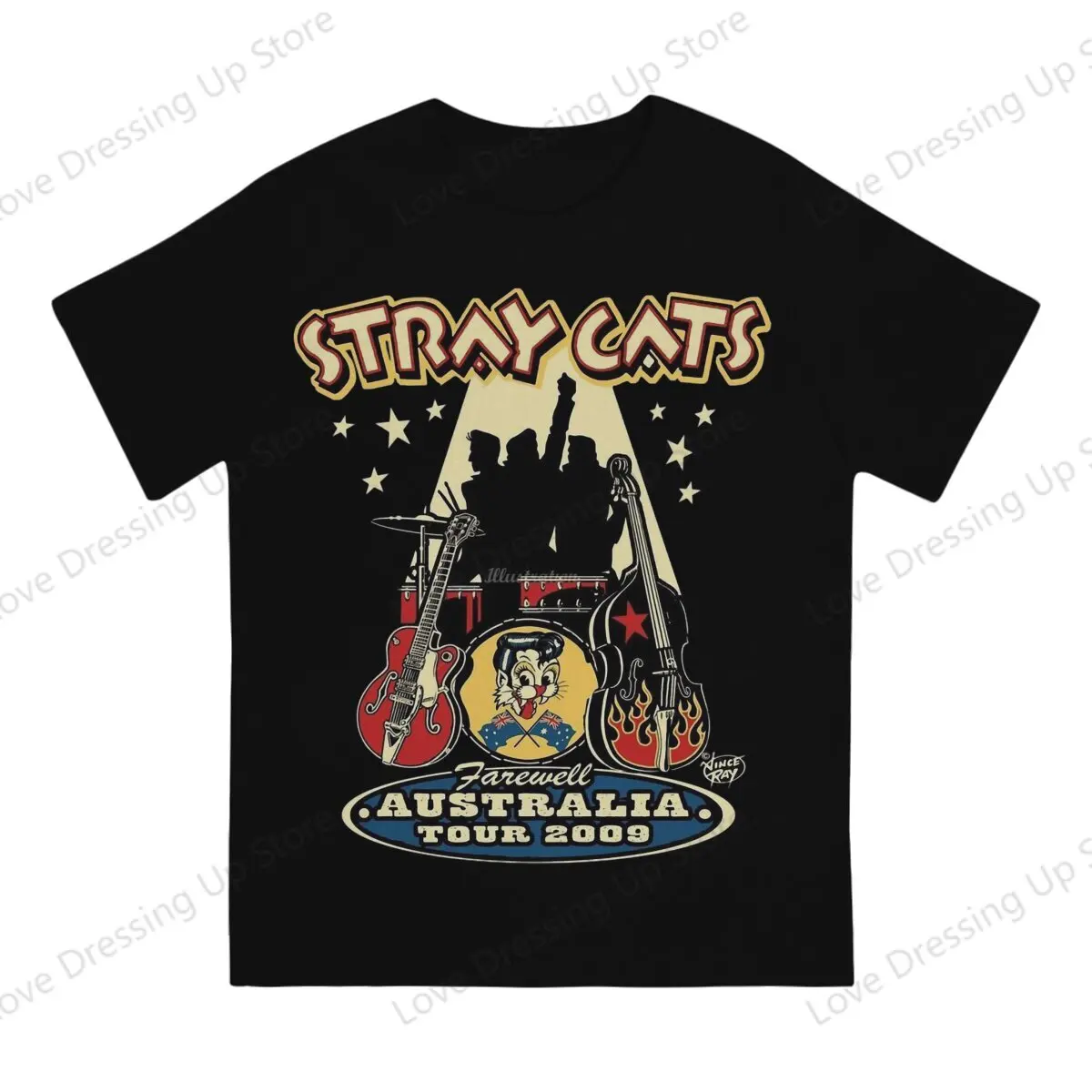 100% Cotton T-shirt Stray Cats Rock Loose Men T Shirts Concert Posters Summer  Street Short Sleeve Top S-6XL