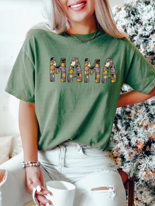 

Halloween Mom Comfort Colors Shirt Shirt Women Gift For Witchy Short Sleeve Top Tees 100% cctton Fashion Streetwear Harajuku y2k