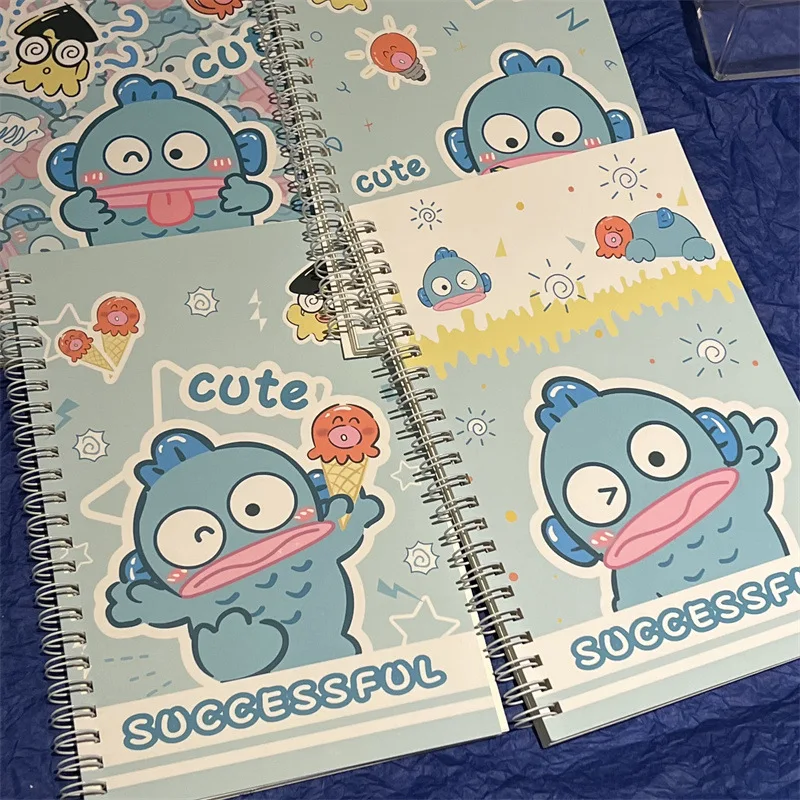 4Pcs Kawaii Cartoon Sanrio Hangyodon A5 Coil Book Diary Notebook Exercise Book Student Stationery Cute Christmas Gift For Girls