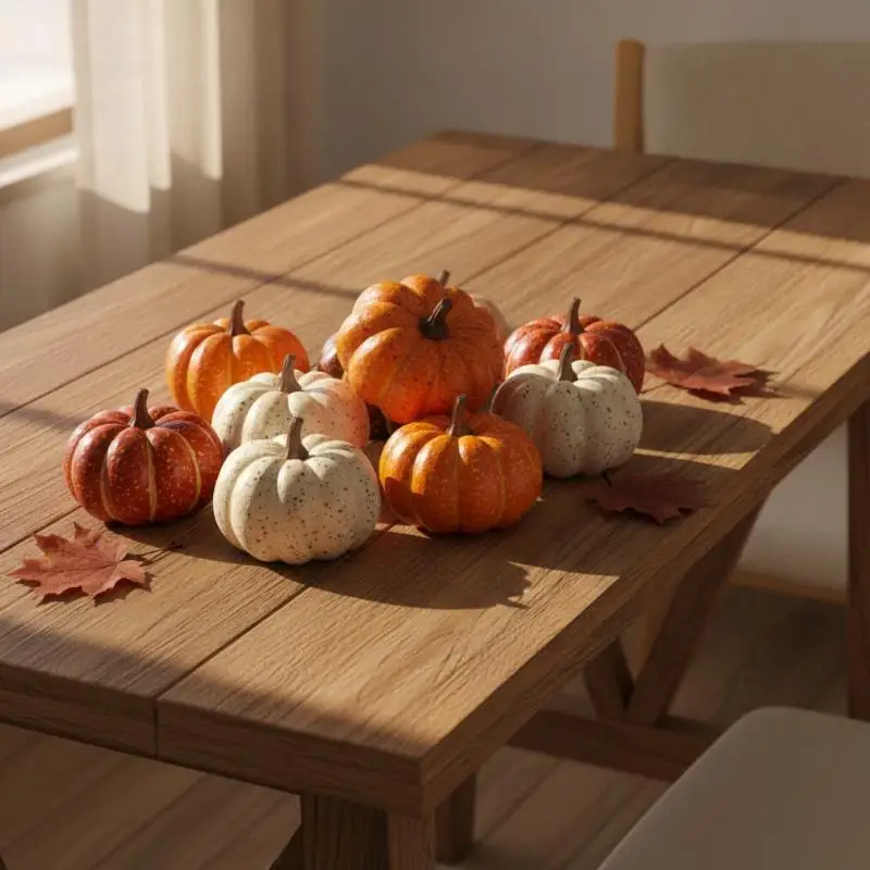 Artificial Mini Pumpkins Decor Set Realistic Texture Assorted Colors For Fall Thanksgiving Halloween Party Table Decorations