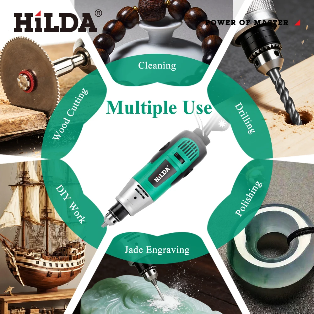 هيلدا 300 واط حفارة الطاقة الكهربائية مثقاب صغير أداة دوارة النقش القلم الرملي أدوات ماكينة الطحن الملحقات #3