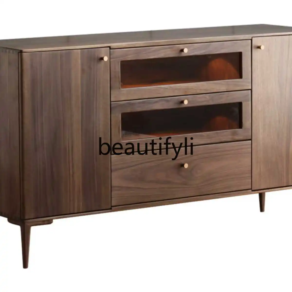 

North American black walnut solid wood locker tea cabinet modern simple side cabinet