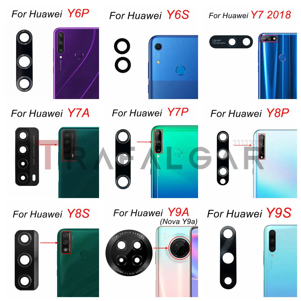 Rear Back Camera Glass Lens For Huawei Y5 Y6 Y7 Y8 Y9 Prime Pro Y5P Y6P Y6S Y7A Y7P Y8S Y8P Y9S Y9A Y60 2018 2019 2020 Replace