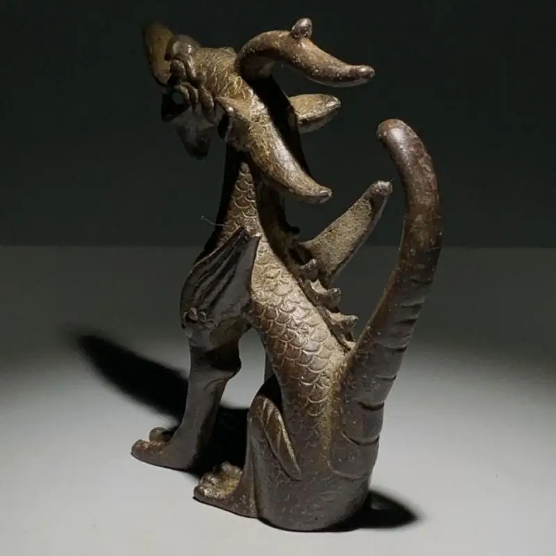 Old Object Small Curio Chinese Bronze Animal Unicorn Beast Kylin Chi-Lin Qilin Statue Mascot Room Decor Home Accessories Gift