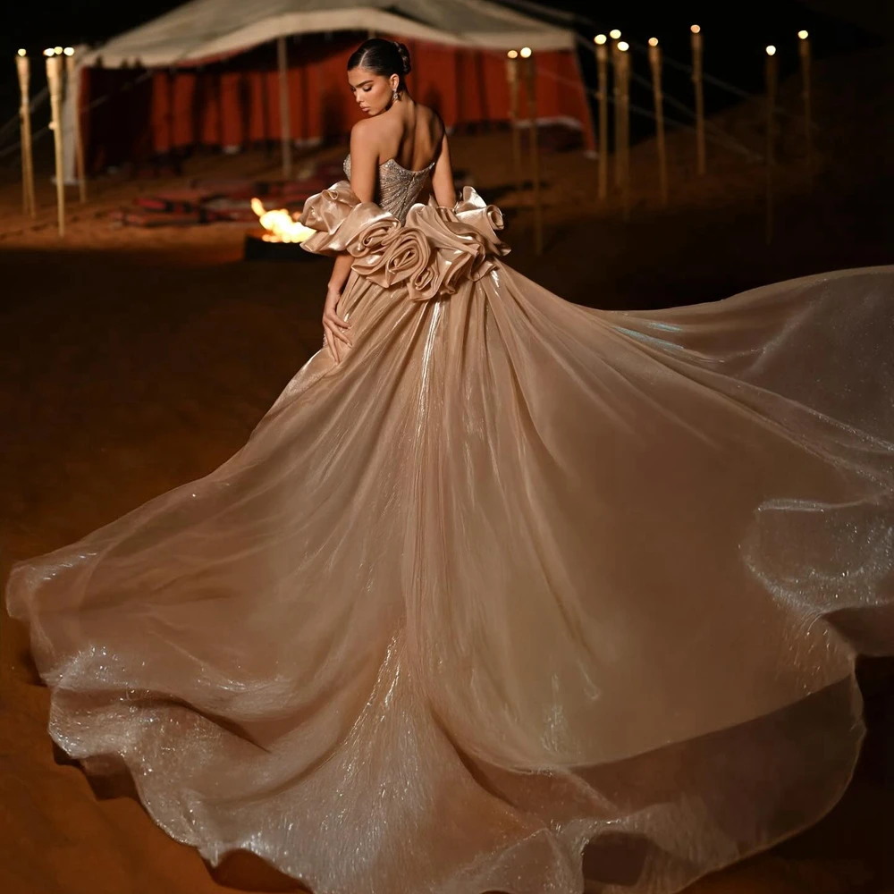 

Pretty Champagne Flower Cape Women Long Coat Mesh Court Train Wedding Cape Bridal Photoshoot Cape Props Bridal Jacket Cloak