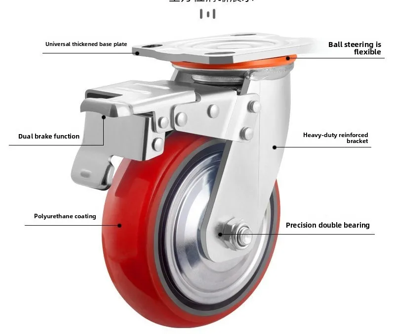 Heavy duty caster iron core universal wheel 4/8 inch silent arc trolley directional wheel