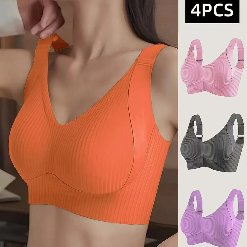 Plus Size Adjustable Wirefree Bra Women's Underwear Seamless Anti-Sagging Side Fatigue Reduction Com