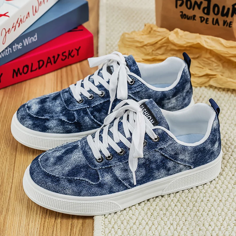 

Blue Canvas Shoes Men Skateboarding Shoes Platform Low Top Designer Shoes Man 2025 Original Men's Sneakers zapatillas de deporte