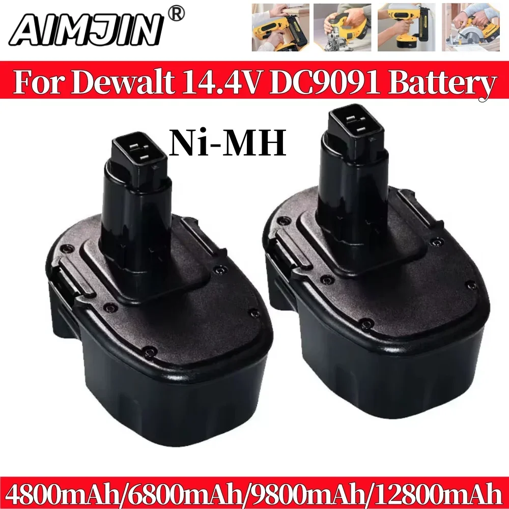 12800mAh 9800mAh 6800mAh 4800mAh Replacement Battery for Dewalt 14.4V XRP DC9094 DW9091 DE9092 Cordless Power Tools