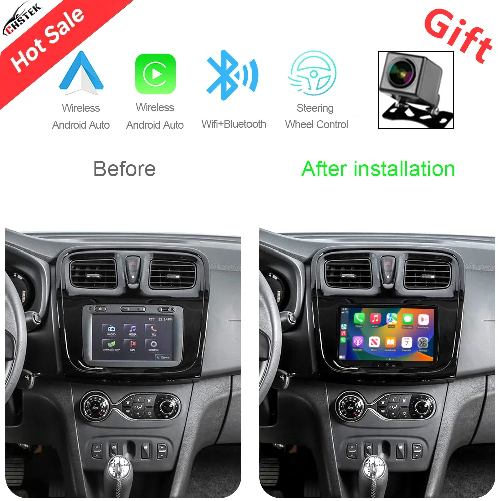CHSTEK Android Car Radio For Renault Dacia Duster Sandero Logan Captur Xray Dokker Lodgy Lada Carplay GPS BT WIFI Auto Head Unit