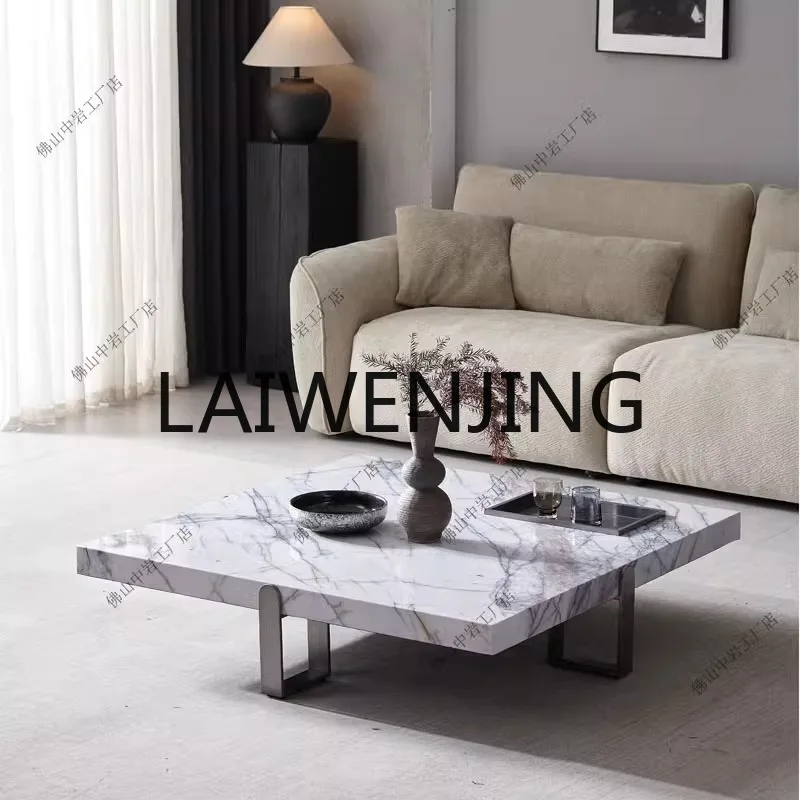 

Italian Square Marbling Coffee Table Creative Villa Large Flat Model Room Leisure Conference Table