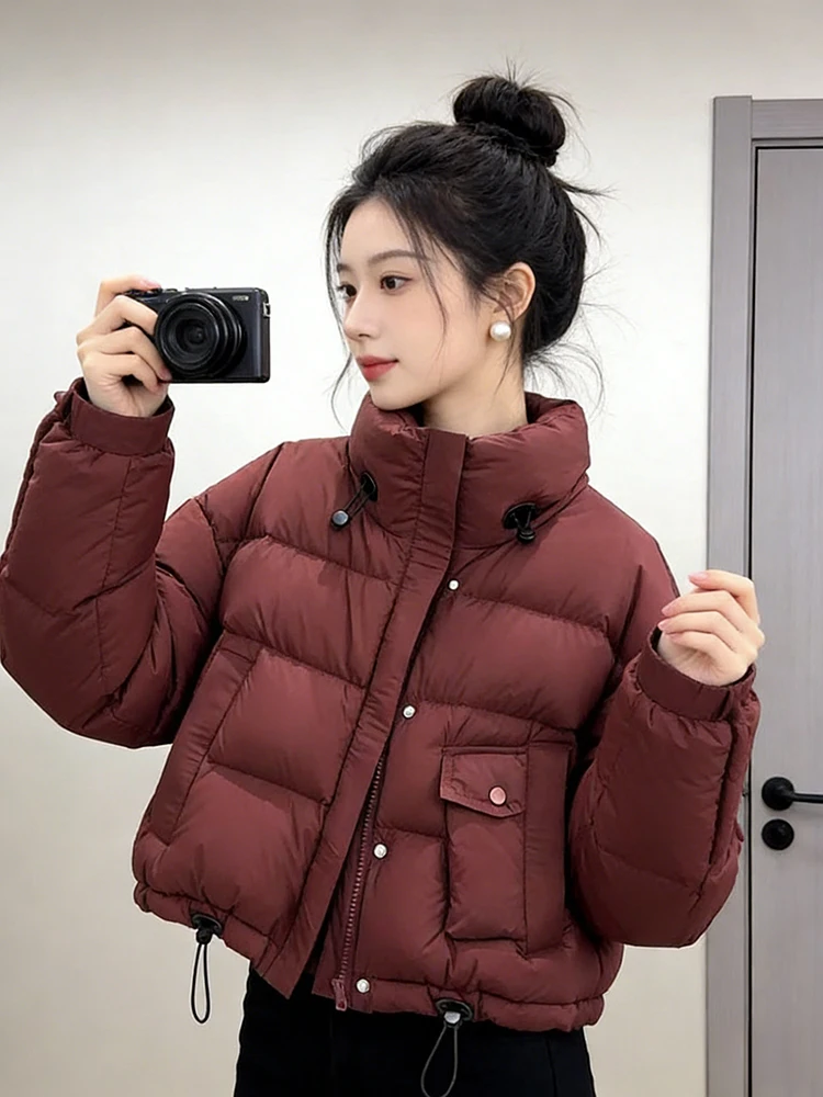 

Women's Thiened Cotton Jaet Stand Collar Faionable Winter Outerwear Comfortable Fit Long Sve Color Coat