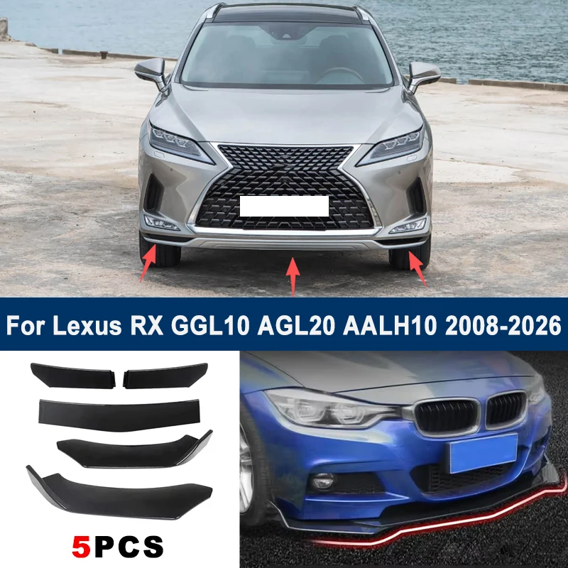 

Регулируемый комплект из 5 секционных сплиттеров переднего бампера для Lexus RX GGL10 AGL20 AALH10 2008-2026, спортивный обвес