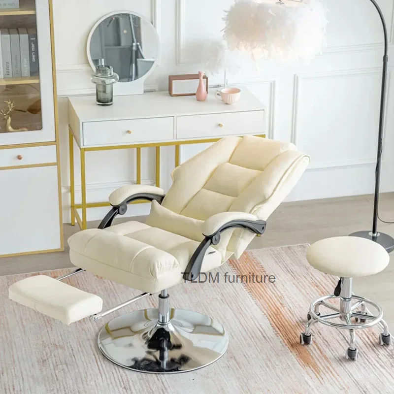 Foldable Luxury Salon Chair Barber Shop Portable Modern Leather Salon Chair Leg Protector Silla De Barbero Commercial Furniture