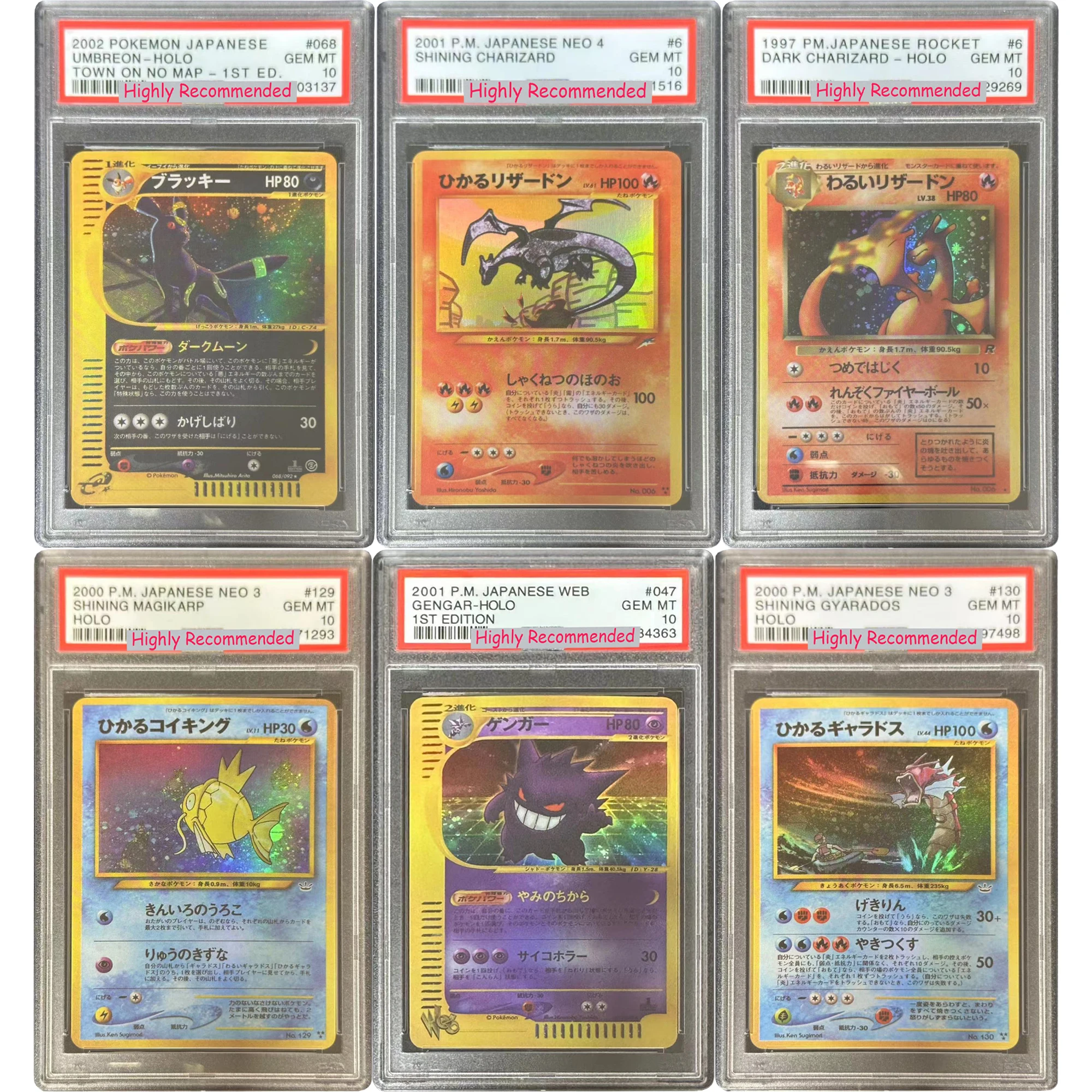 Diy PTCG Charizard Magikarp Gengar Lugia Rayquaza Umbreon Collection Card Copy Version 10 Rating Card Anime Game Card Gift Toys