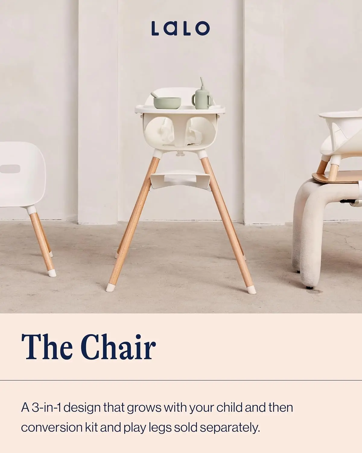 The Chair Convertible 3-in-1 High - Wooden High  for Babies & Toddlers, Baby High  with Dishwasher Safe Tray,