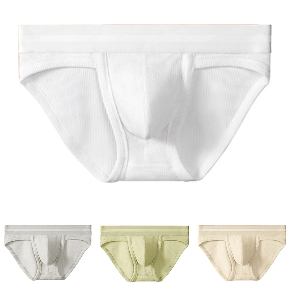 

Men Cotton Side Fork Brief Sissy Breathable Panties Separation Pouch Underpants Man Underwear Solid Color
