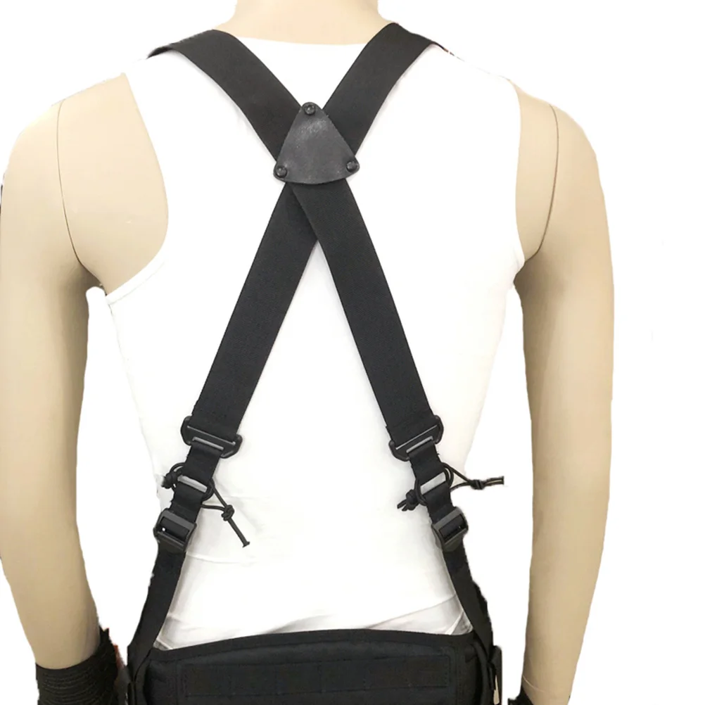 

Multifunction Tactical Bag Shoulder Strap Duty Back Brace Heavy Suspenders Black Adjustable X Back Design For Dress Pants Jeans