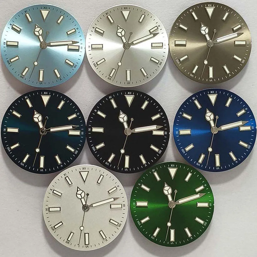 

28.5mm Watch Dial, Green Luminous Dial NH35 Hands, for NH35 NH36 7S 8215 Movement No Calendar Watch Faces + Pointer Accessories
