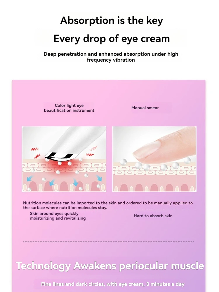 Gezichtsvibratiestimulator Oogbehandelingsapparaat met constante temperatuur Rood- en blauwlichttherapie Vermindert donkere kringen vervaagt Fijn Lin