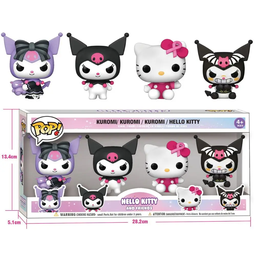 4pcs  Set Sanrio Action Pop Figure Anime Figures Kuromi My Melody Cinnamoroll Hello Kitty Model Dolls Kids Toys Birthday gifts