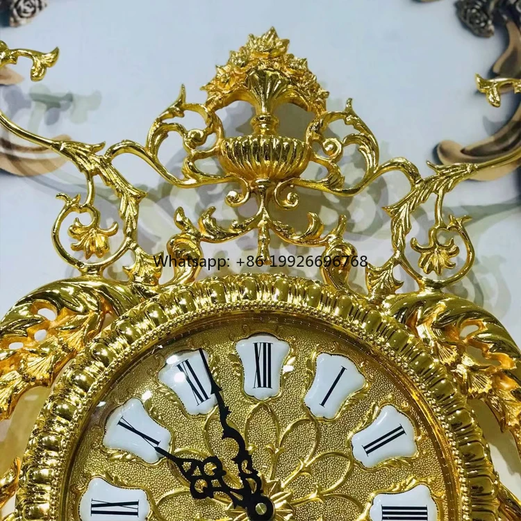 

Luxury Antique Style Double Face Quartz Wall Clock Handmade Pure Gold Copper Everyday Use Directly From China Display factory
