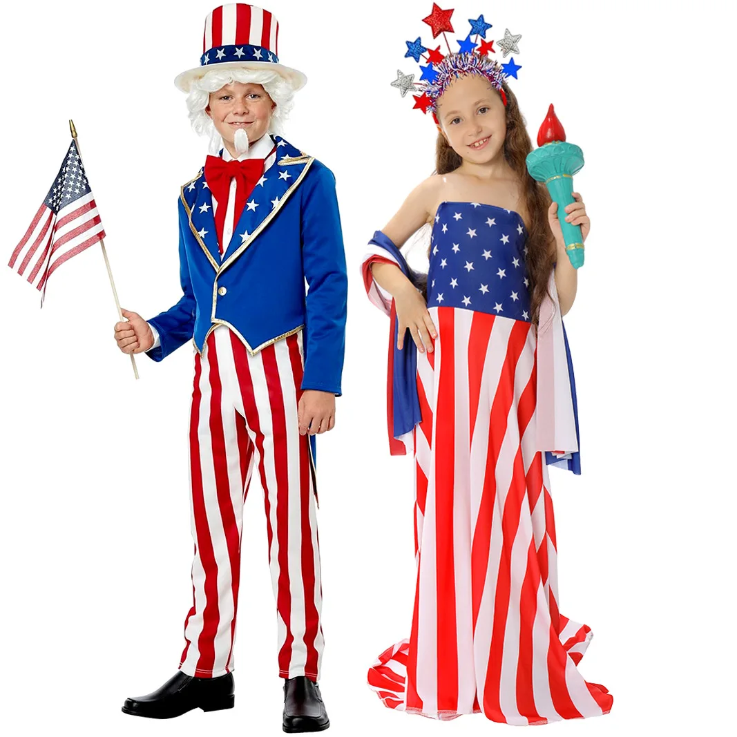 

Children's Halloween Costume for Uncle Sam Role-Playing Performance Wear for Independence Day