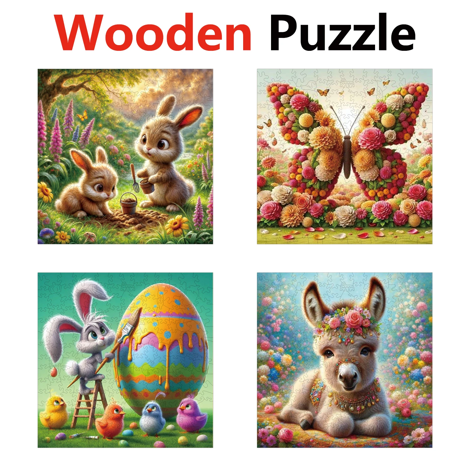 

Rabbit Butterfly Egg Deer Animal Puzzles High Quality Jigsaw Puzzle Wooden Puzzle Best Christmas Gift