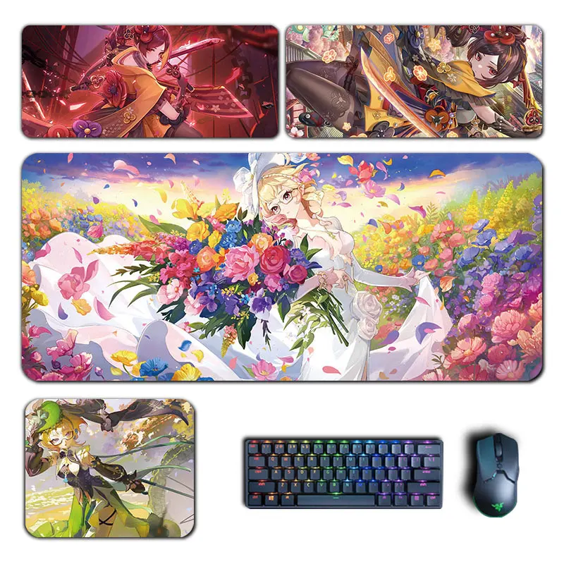 Genshin Chiori Emilie Mouse Pad Genshin Impact Large XXL Mousepad Computer Keyboard Padding Anime Gaming Accessories Desk Mat