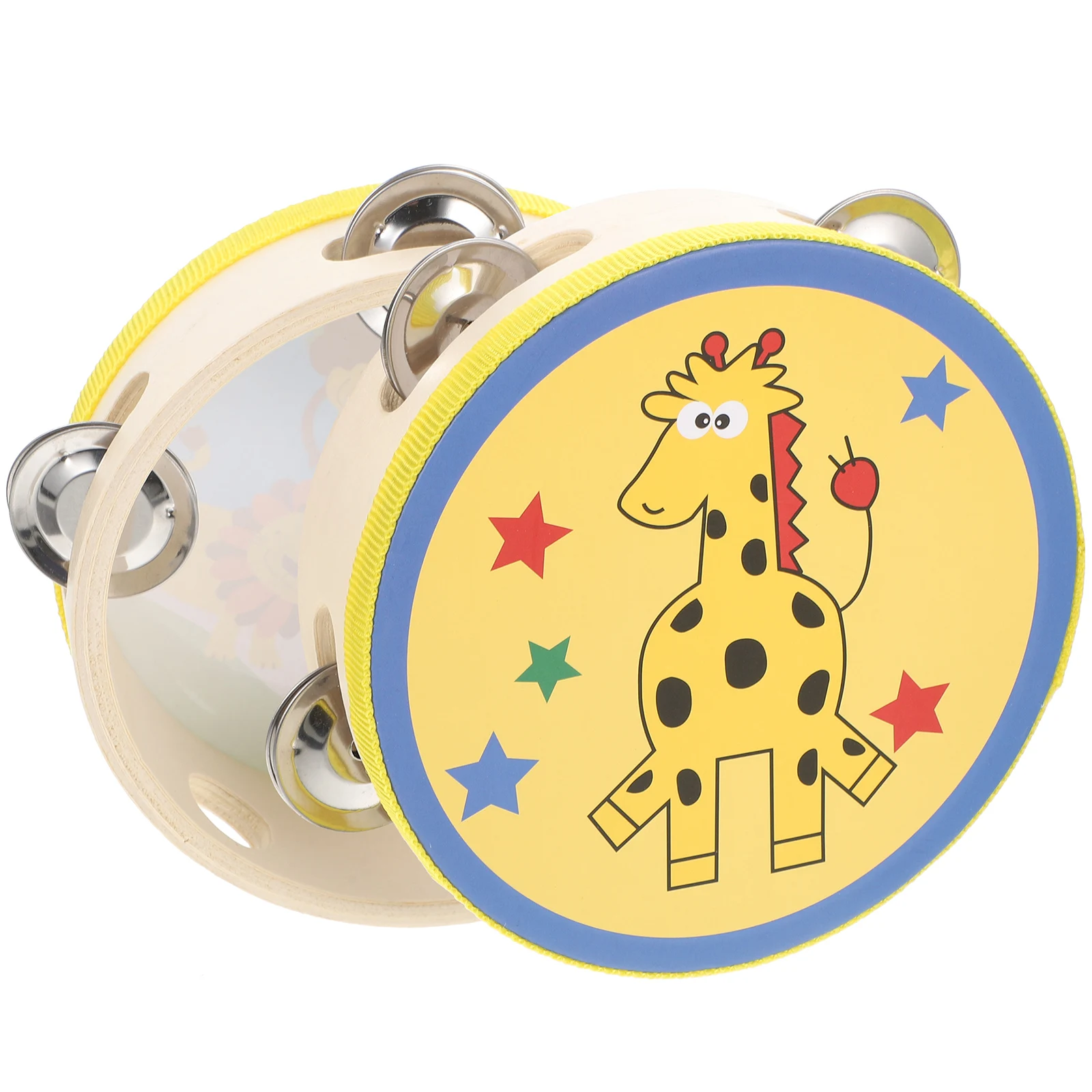 

2Pcs H held Tambourine Kids Musical Instrument Toy Cartoon Drum Animated Animal Percussion H Drum Toy for Child