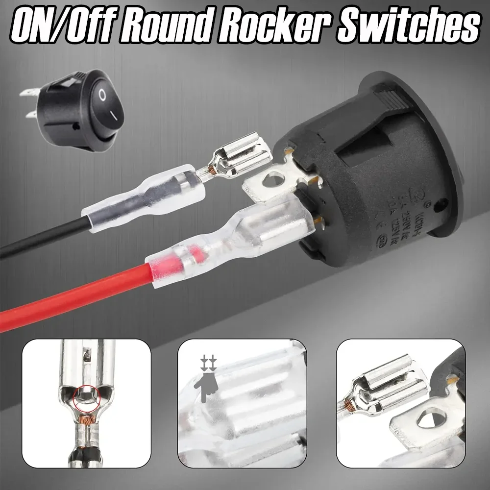 Universal ON/Off Round Rocker Switches Multifunctional SPST 20mm 12 Volt DC Circle Toggle RV 2 Pin Switch Auto Accessories