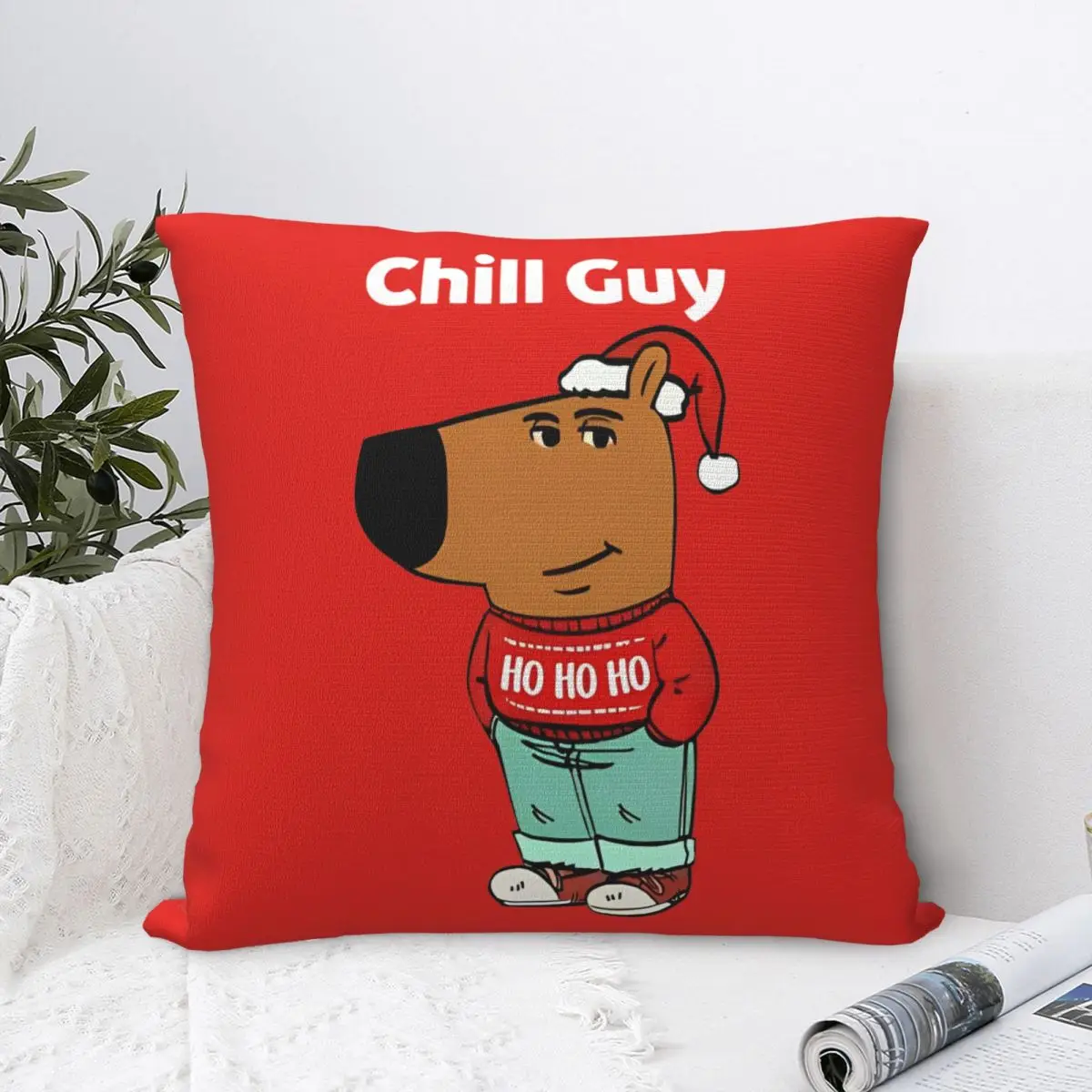 Funny Chill Guy Christmas Square Pillow Case Cushion Cover Custom Zipper Decorative Pillowcover for Bed 18