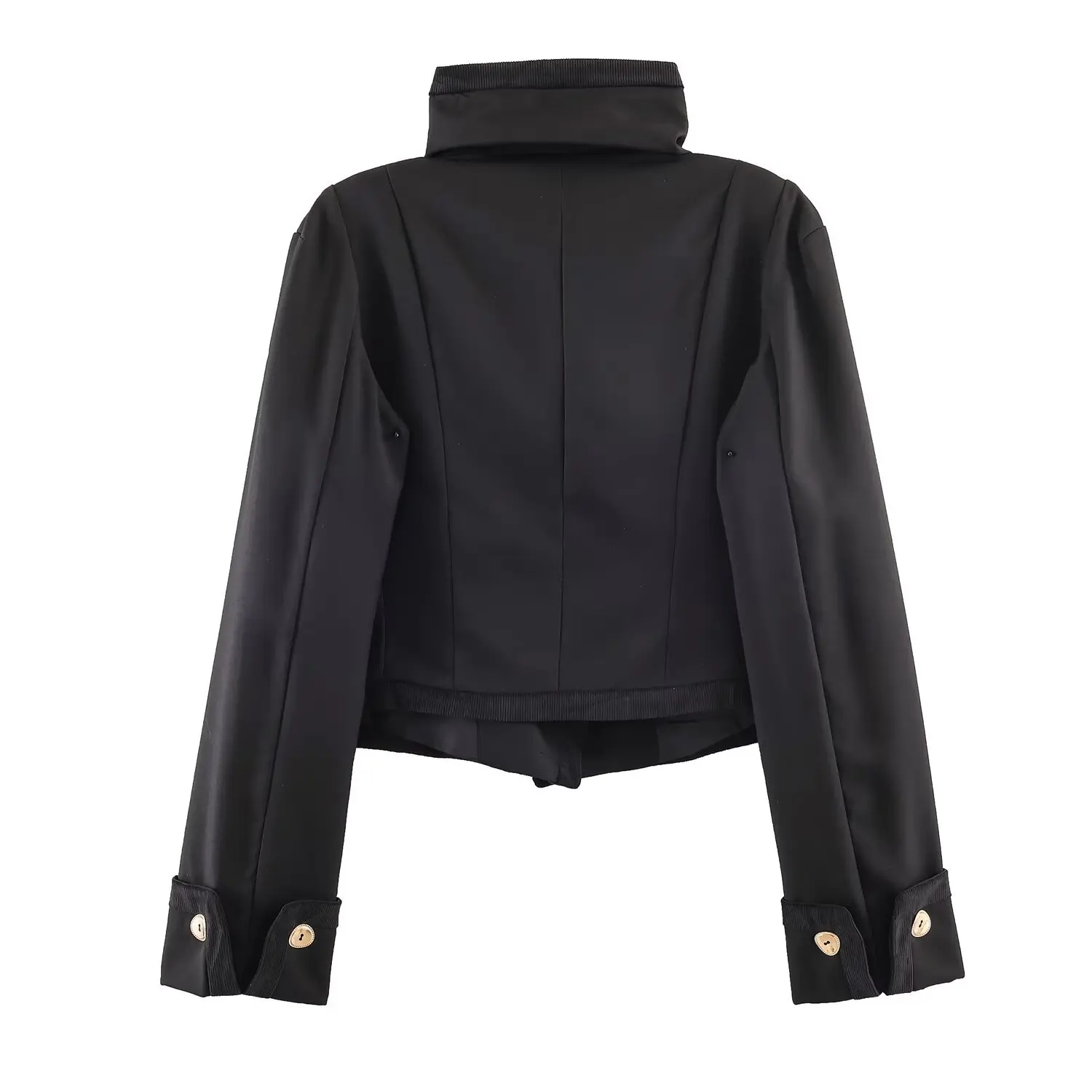 Women's versatile high neck long sleeved breasted short jacket jacket   SLDH