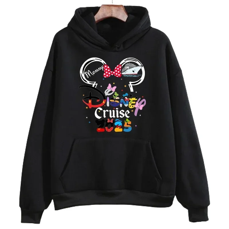 2025 Mickey Minnie Mouse Print Hoodies Lovely Style Graphic Hoodie Autumn Casual Long Sleeves Women\'s Sweatshirts Pullover Tops