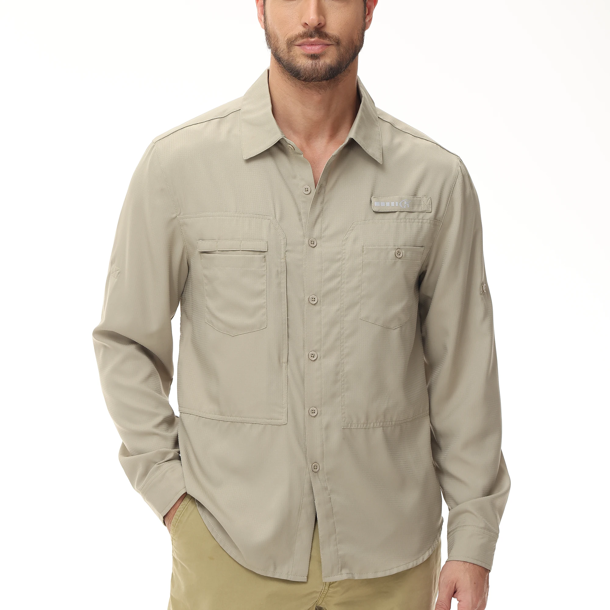 Camisas de pesca UPF 50+ para hombre, camisa informal de carga para senderismo, camisas tácticas con botones de manga larga, blusa para hombre para trabajar y hacer senderismo