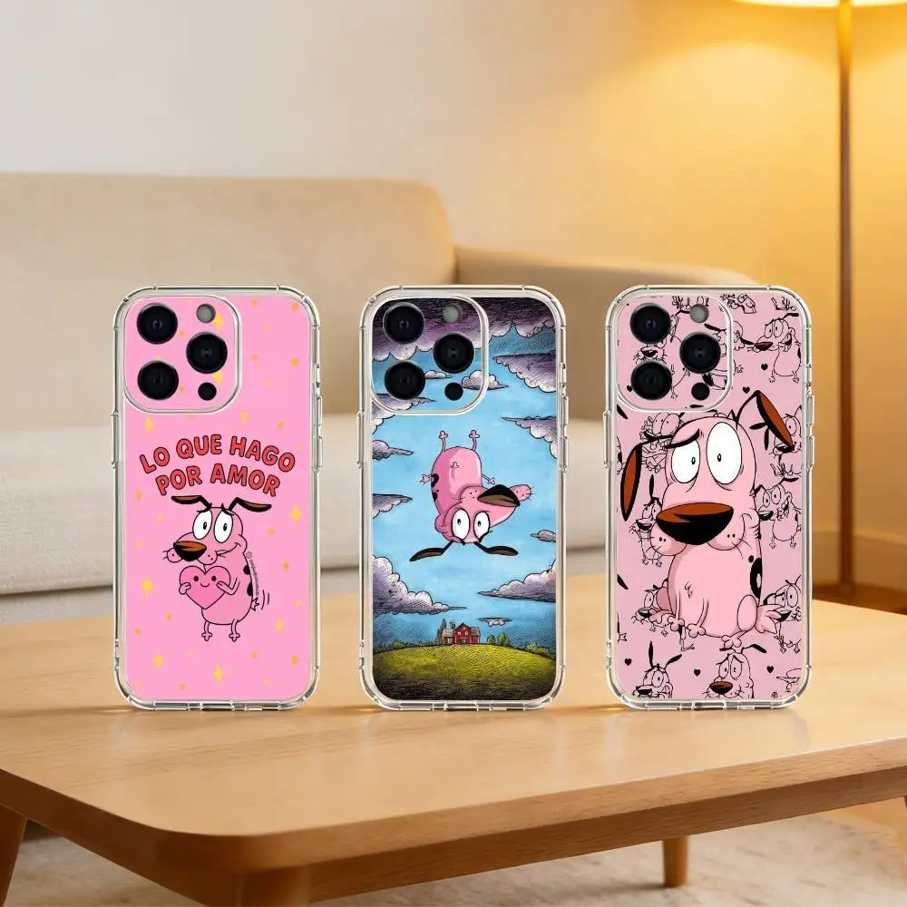 

Cartoon C-COURAGE The C-Cowardly D-Dog Phone Case For iPhone 17 16 15 14 13 12 11 Mini Pro Max Plus Transparent Cover