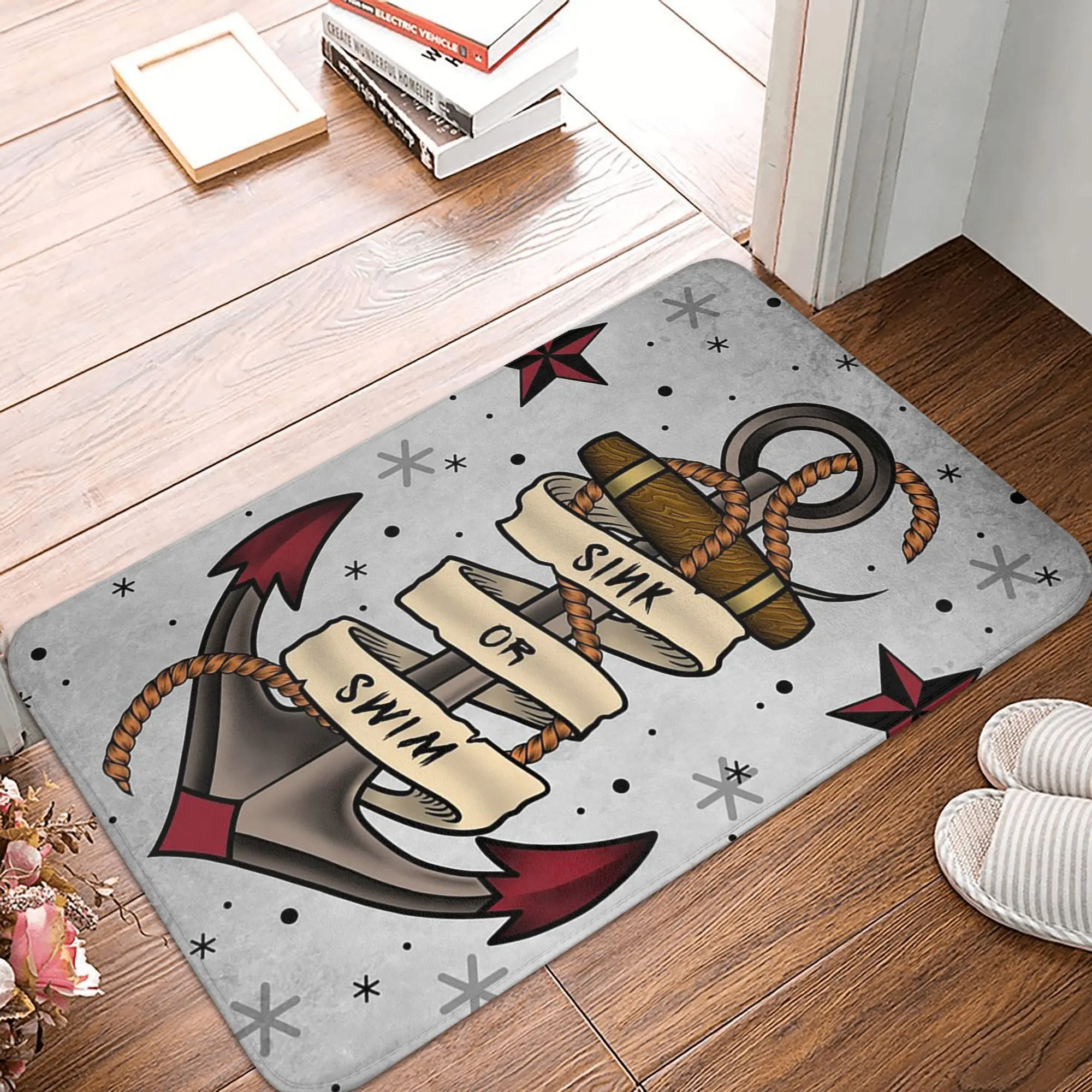 Paillasson antidérapant, design de style tatouage de vieille école, tapis de sol Durable pour cuisine, entrée, maison, salle de bain, tapis de pied