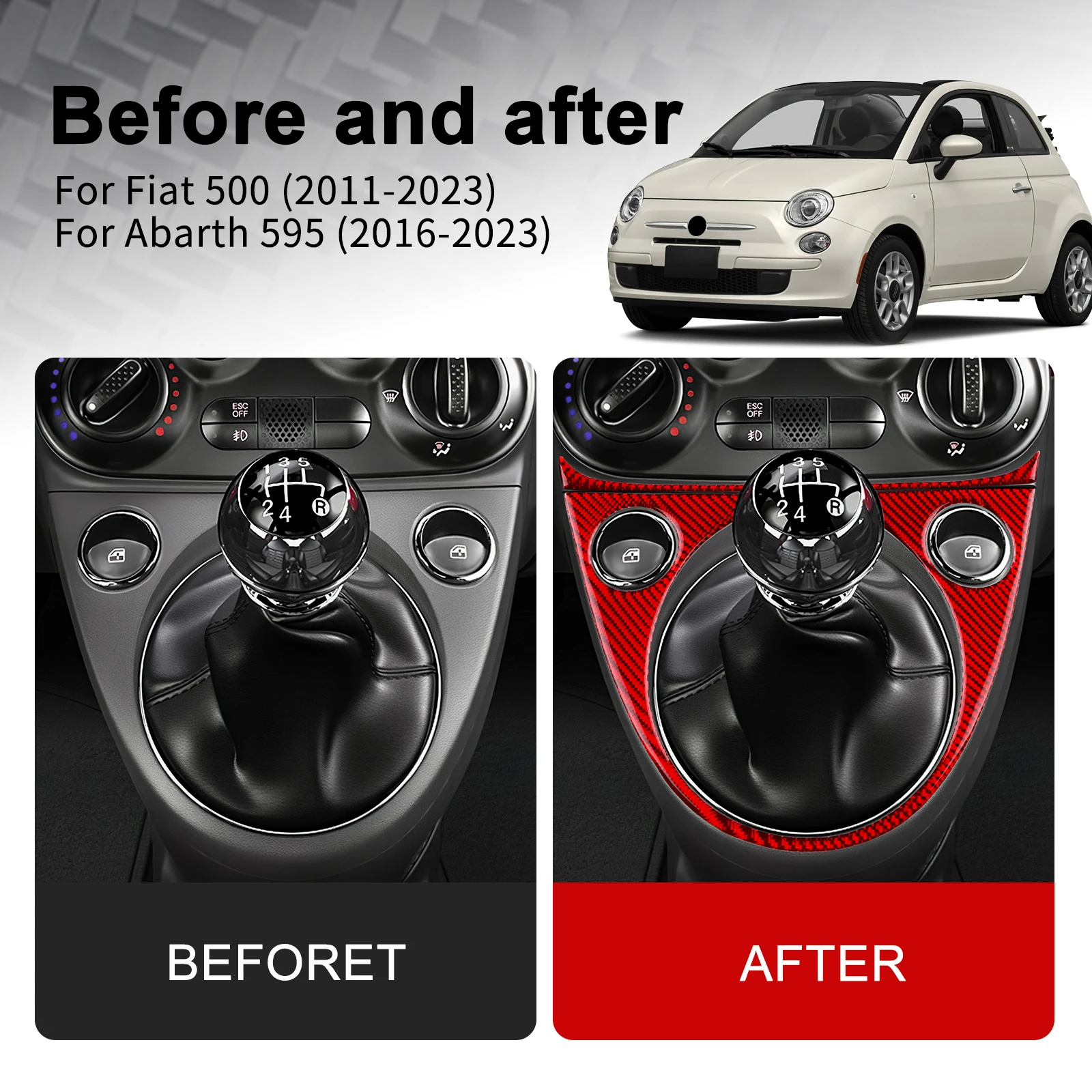 Мягкое углеродное волокно для Fiat 500 2011-2012 для Abarth 2023 595 2016 2017 2018 2019 2020 2021 2022 2023 Abarth 695 2017-2023 руководство