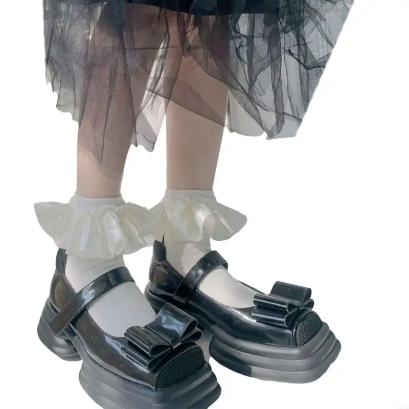 195E النساء لوليتا طاقم الجوارب القطنية الجوارب كشكش مكشكش الكاحل اللباس الجوارب الحلو العجل الجوارب الأميرات الجوارب