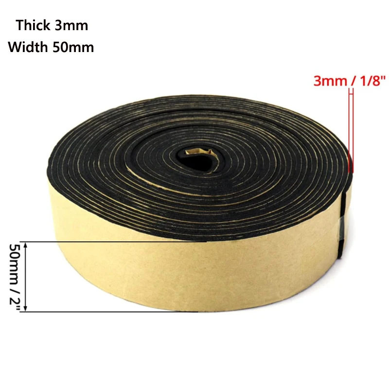 1m-10m Rubber Self Adhesive Sponge Seal Strip EVA Black Foam Strong Single-sided Adhesive Soundproof Antis-collision Seal Gasket