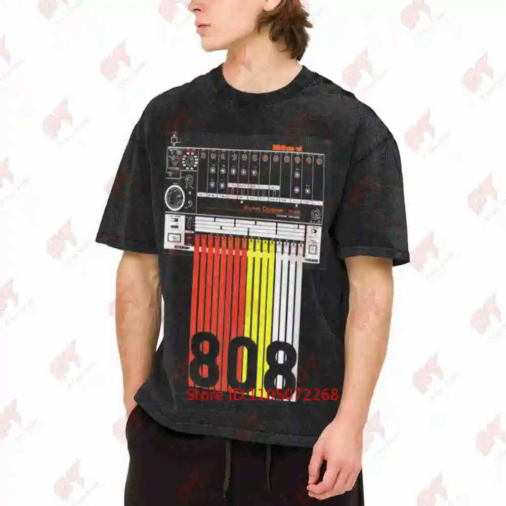 808 Drum Machine Retro 80S Rhythm Box Vintage Washed Tee Pure Cotton T-Shirt