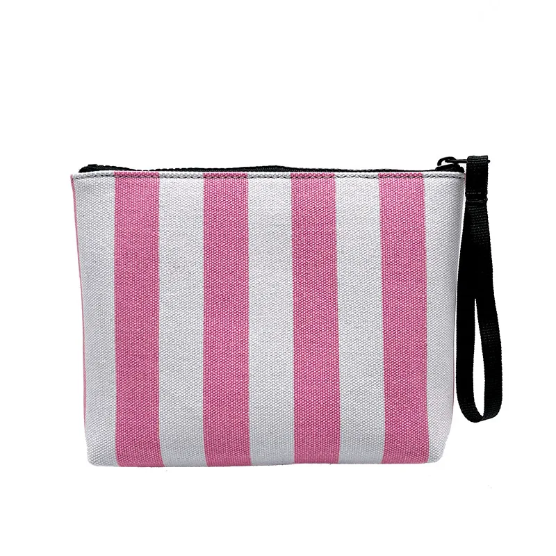 SAINT BARTH 2024 Autumn/Winter New Handbag Female Clutch Bag Vertical Pattern Pink Canvas Diving Handbag