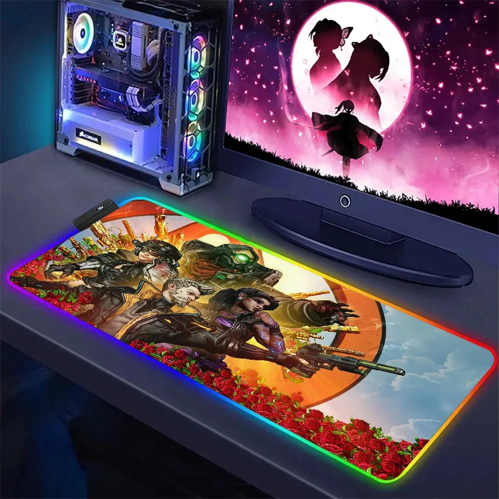 Imagem -03 - B-borderlands-grande Mousepad Rgb com Luz de Fundo Led para Escritório pc Mesa Teclado Mouse Pad Laptop Almofada