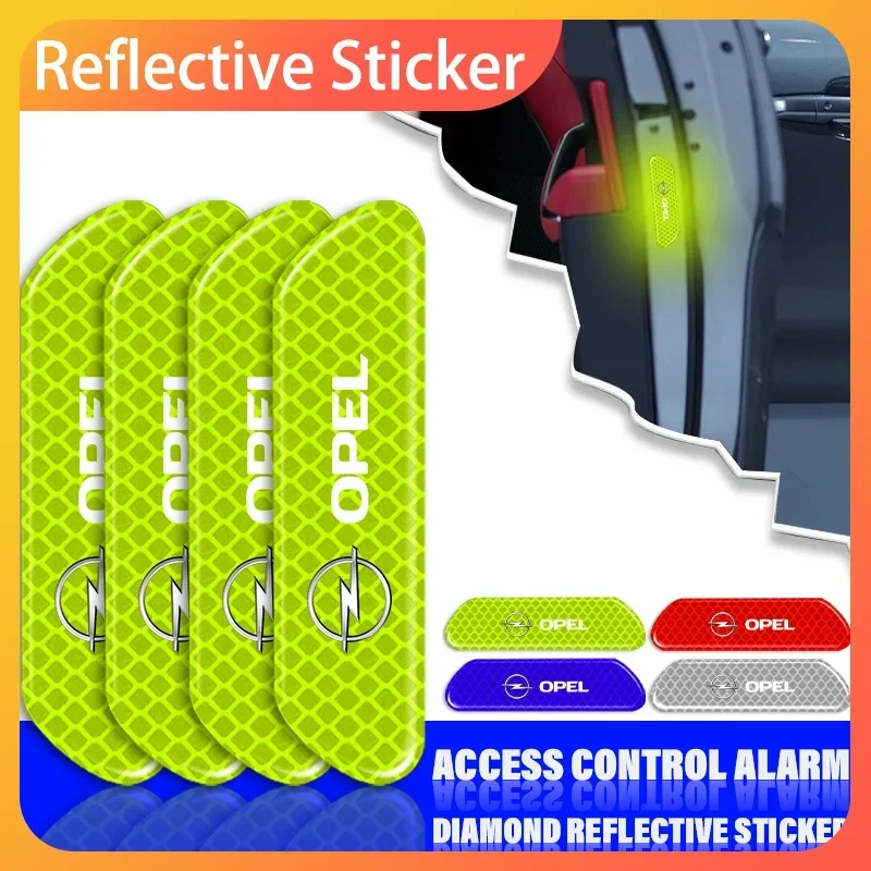 

4PCS Reflective Car Door Sticker Safety Opening WarningFor Opel Astra j g Insignia Corsa d Vectra c Zafira a Auto Gadgets