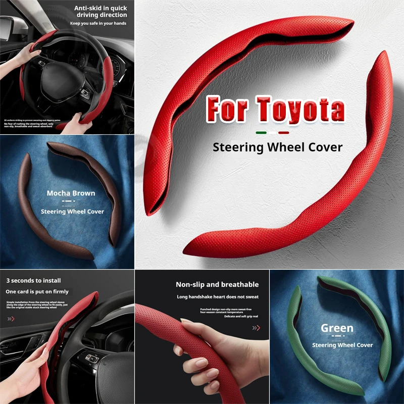 Steering Wheel Cover leather Non-slip Sweat-absorbing Special Steering wheel For Toyota COROLLA  LEVIN  CROWN KLUGER HARRIER