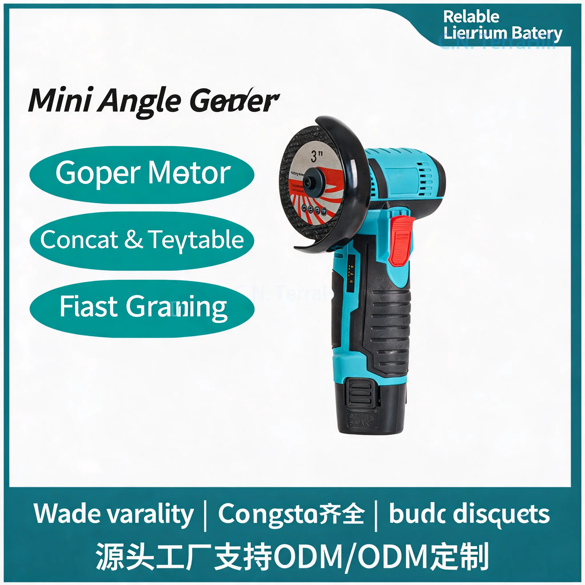 Cordless Mini Angle Grinder 12V Electric Polishing and Cutting Tool with 3 Inch Blade for Home DIY
