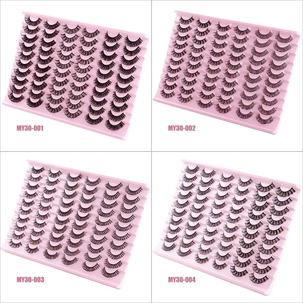 黒い光沢のあるまつげ,ロシア風,Dカール,ミンク,完全なカール,30ペア