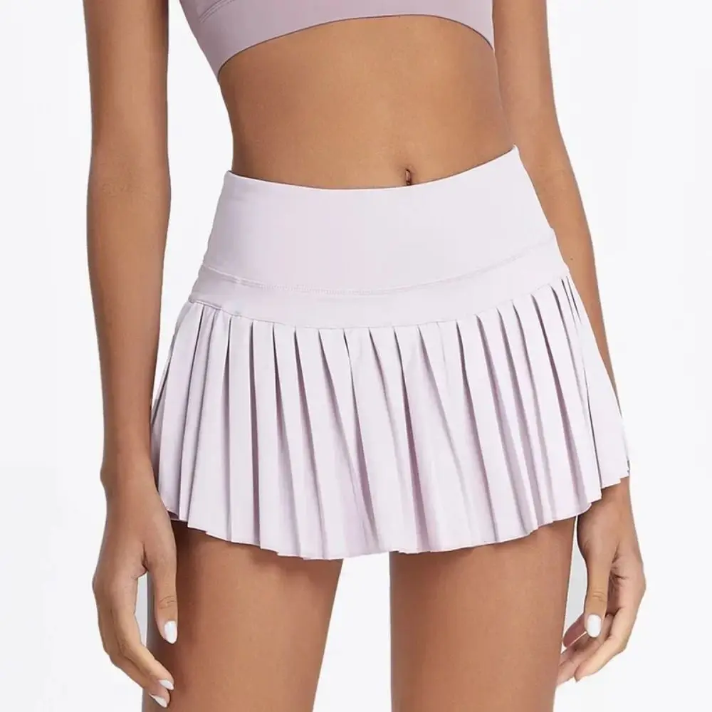 

High Waist Summer Sport Skirt Quick Dry Double Layer Women Golf Athletic Skirts with Pocket with Inner Lining