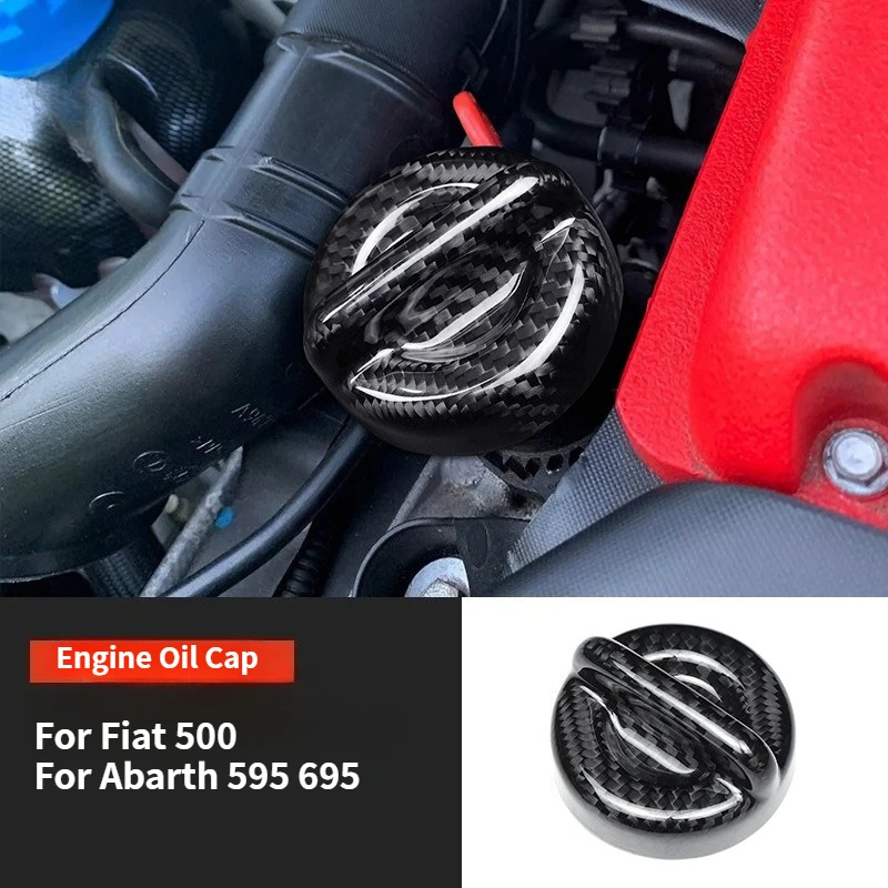 

For Fiat 500 For Abarth 595 696 Real Dry Carbon Fiber Fuel Tank Cap cover Interior Modification Trim Sticker decorate Accessorie
